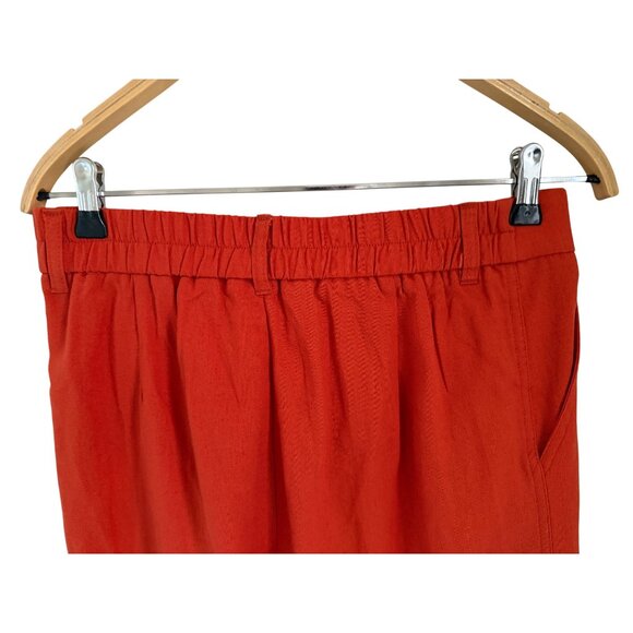 Willit Womens Red Linen-Blend Straight-Leg Pants High Elastic Waist - Picture 8 of 8